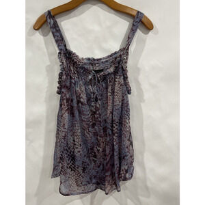Patterson J. Kincaid Baby Doll Sheer Purple Tank Whimsigoth Fairy Batik Boho Med